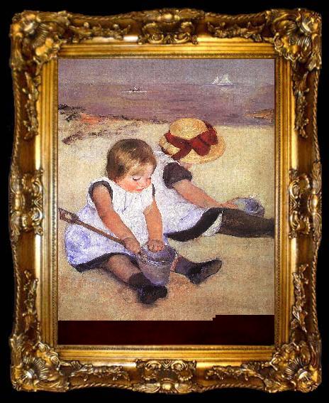 framed  Mary Cassatt Children Playing on the Beach, ta009-2